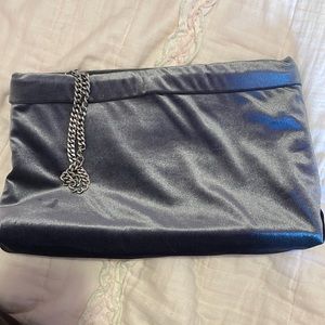 Zara grey velvet clutch